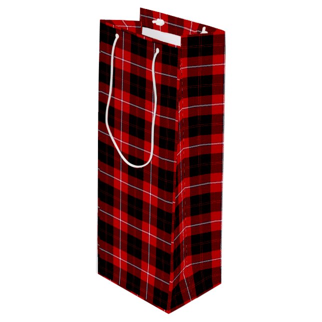 Cunningham Tartan Red Black Kariert Geschenktüte Für Weinflaschen (Vorderseite Schrägansicht)