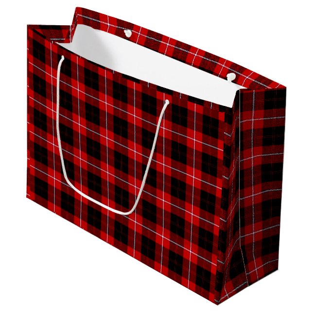 Cunningham Tartan Red Black Kariert Große Geschenktüte (Vorderseite Schrägansicht)