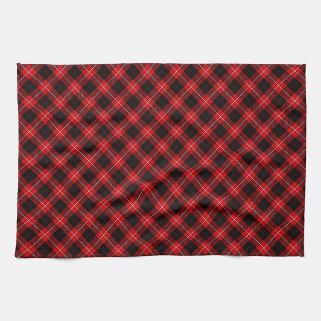 Cunningham Tartan Red Black Kariert Handtuch (Horizontal)