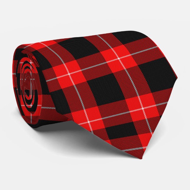 Cunningham Tartan Red Black Kariert Krawatte (Gerollt)
