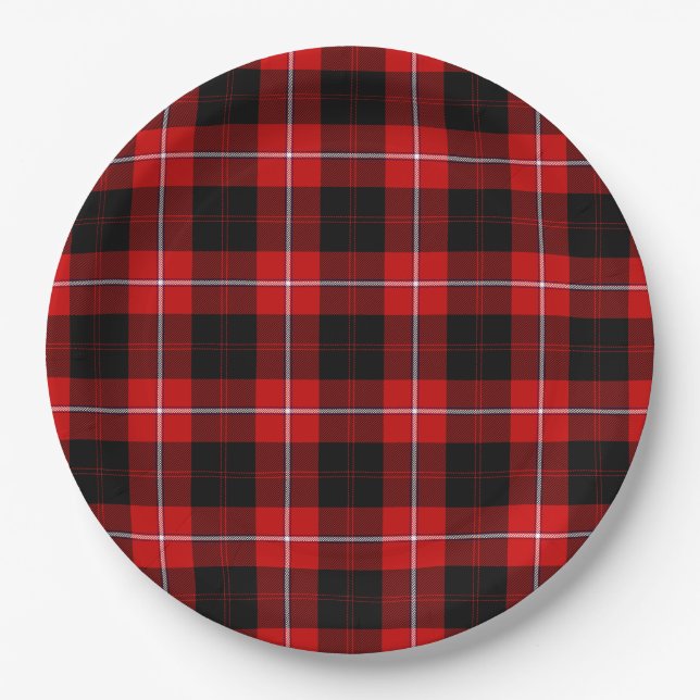 Cunningham Tartan Red Black Kariert Pappteller (Vorderseite)