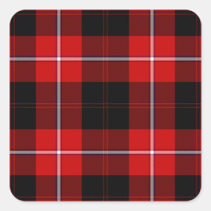 Cunningham Tartan Red Black Kariert Quadratischer Aufkleber
