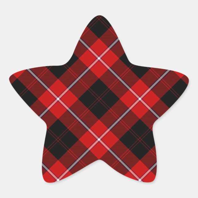 Cunningham Tartan Red Black Kariert Stern-Aufkleber (Vorderseite)