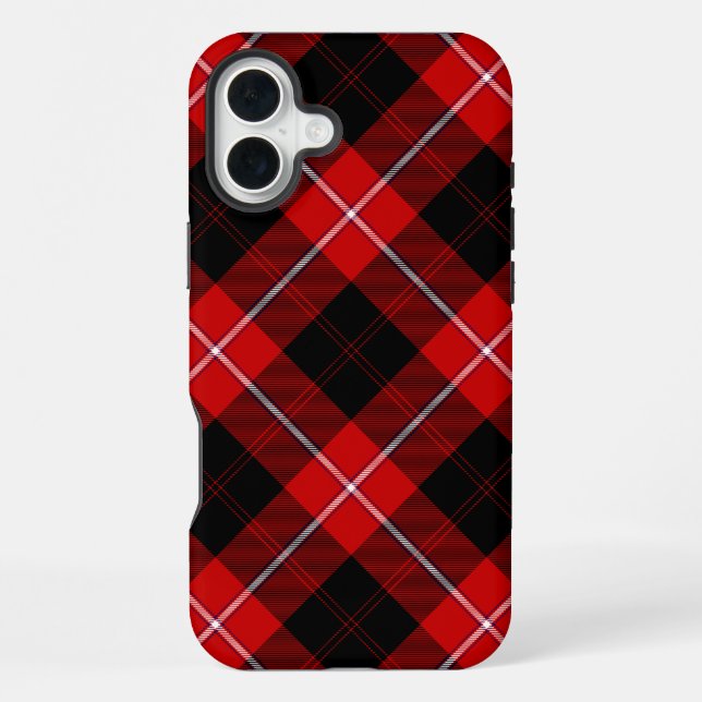 Cunningham Tartan Rot Schwarz Schachbrett iPhone Hülle (Rückseite)