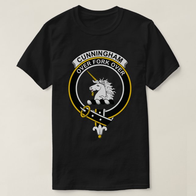 Cunningham Wappen Tartan Clan Scottish Clan T-Shirt (Design vorne)