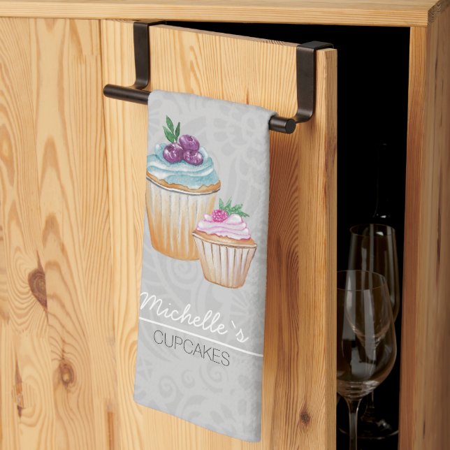 Cup Cakes und Frucht Wasserfarbe Geschirrtuch (Drittel gefaltet)