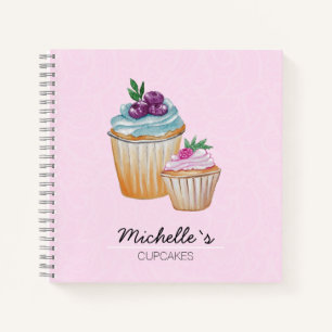 Cup Cakes und Frucht Wasserfarbe Personalisiert Notizbuch