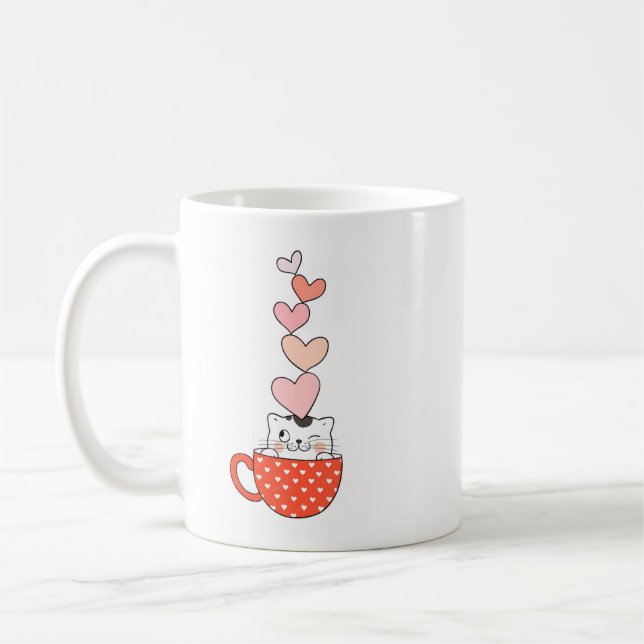 Cup-Katze mit Herz Kaffeetasse (Links)