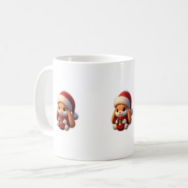 Cup mit einem Kaninchen mit einem Santa-Anzug Kaffeetasse (Vorderseite Links)