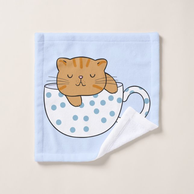 Cup of Cat-feine Kawaii Style Badhandtuch Set (Waschlappen)