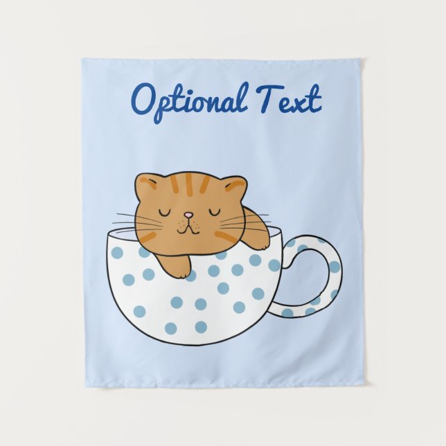 Cup of Cat-feine Kawaii Style Wandteppich (Vorderseite)