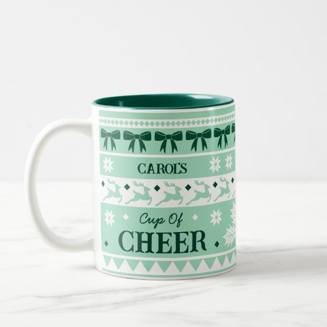 Cup of Cheer Festive Girly Weihnachts-Sweater Zweifarbige Tasse (Links)