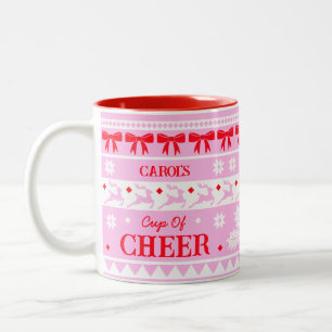 Cup of Cheer Festive Girly Weihnachts-Sweater Zweifarbige Tasse