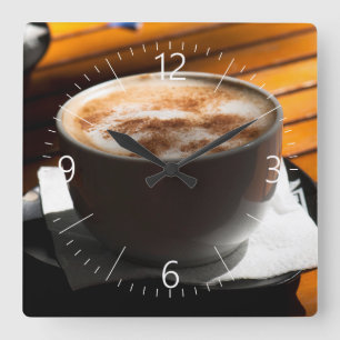Cup of coffee quadratische wanduhr