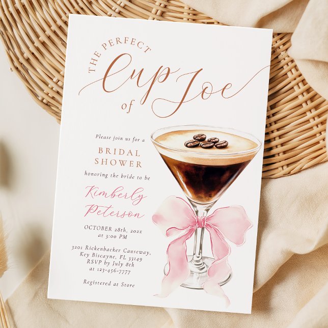 Cup of Joe Coquette Bridal Shower Invitation Einladung (Von Creator hochgeladen)