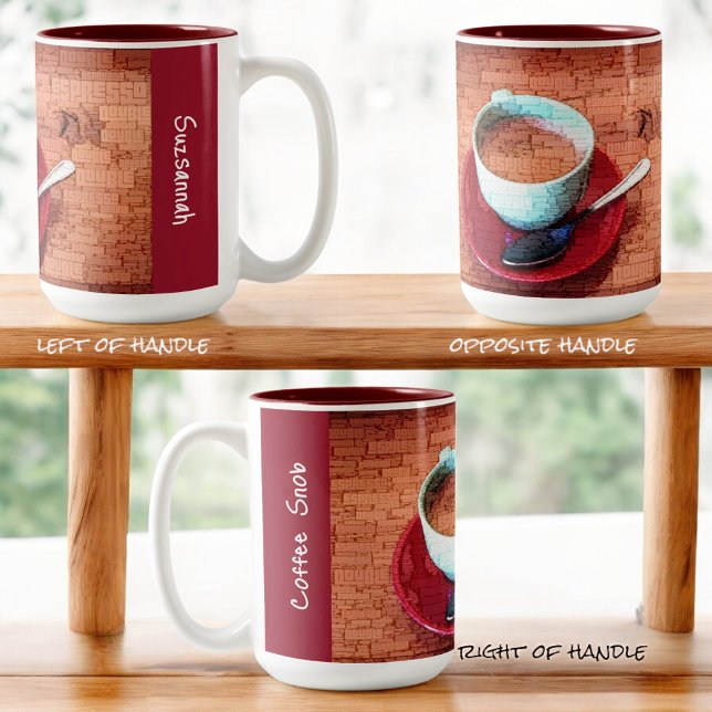 Cup Spoon Typografie Embedded Word Cloud Custom Zweifarbige Tasse (left, right and opposite handle designed mug)