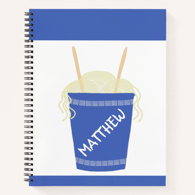 Cup von Ramen Noodles in Blue Personalisiert Notizbuch (Vorderseite)