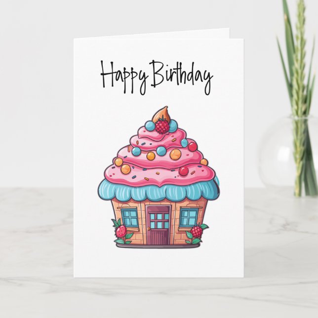Cupacke House Client Happy Birthday Card Karte (Vorderseite)