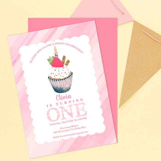 Cupcake 1. Geburtstag Einladung - Sweet Pink Bash (Von Creator hochgeladen)