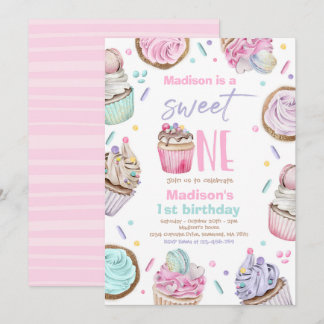 Cupcake 1. Geburtstag Party Süß Ein Bonbon Party Einladung