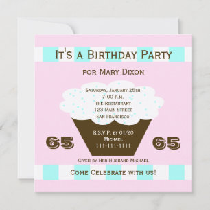 Cupcake 65. Geburtstagsparty Einladung 65 Cupcake