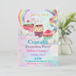Cupcake 6. Geburtstagsfeier Süße Süßigkeiten-Party Einladung