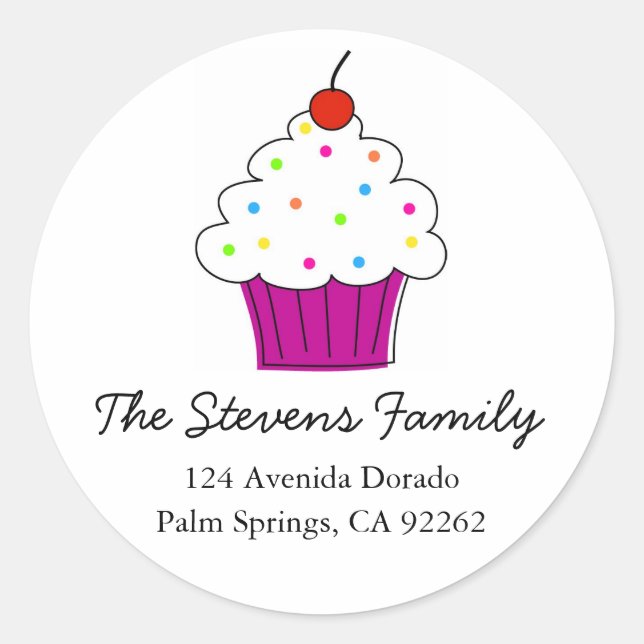Cupcake Address Labels Runder Aufkleber (Vorderseite)