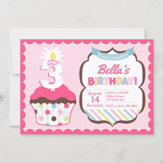 Cupcake Age Candle Girly Einladung zum Geburtstag