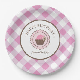 Cupcake and Pink Gingham GRILLEN Pappteller