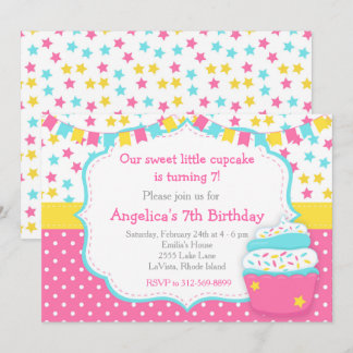 Cupcake and Sprinkles Pink Birthday Party Einladung