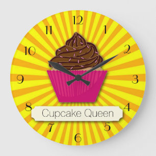 Cupcake and Sunshine Personalize Add your Text Große Wanduhr