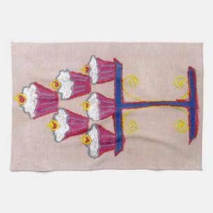 Cupcake Art Print mit Kirry und Rosa Hintergrund Handtuch