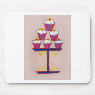 Cupcake Art Print mit Kirry und Rosa Hintergrund Mousepad
