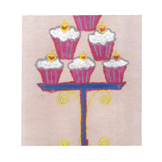 Cupcake Art Print mit Kirry und Rosa Hintergrund Notizblock (Vorderseite)