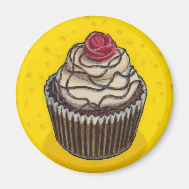 Cupcake auf Gelb Magnet (Vorne)