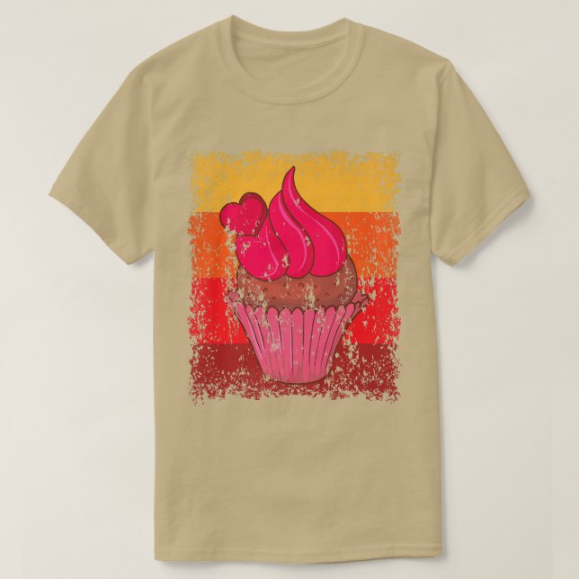 Cupcake Backbäckerei Kuchen Vintag Retro 12 T-Shirt (Design vorne)