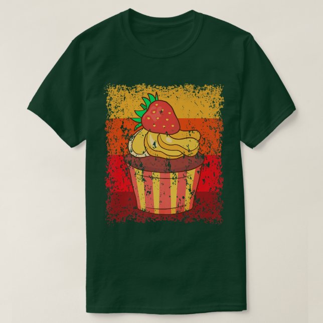 Cupcake Backbäckerei Kuchen Vintag Retro 12 T-Shirt (Design vorne)