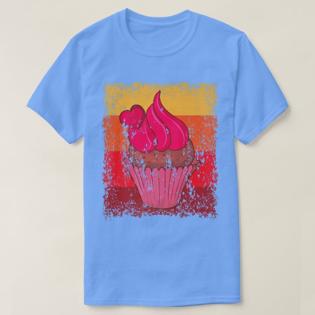 Cupcake Backbäckerei Kuchen Vintag Retro 12 T-Shirt (Design vorne)