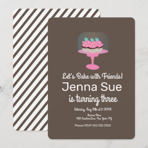 Cupcake-Backen 3. Geburtstagsfeier Kuchenständer Einladung