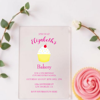 Cupcake-Backen Geburtstag Acryleinladungen