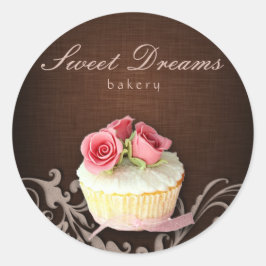 Cupcake Bäckerei Aufkleber Linken Braun Rosen