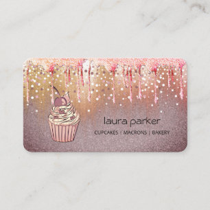 Cupcake-Bäckerei-Gebäck Roségold Tröpfelnd Rosa Visitenkarte