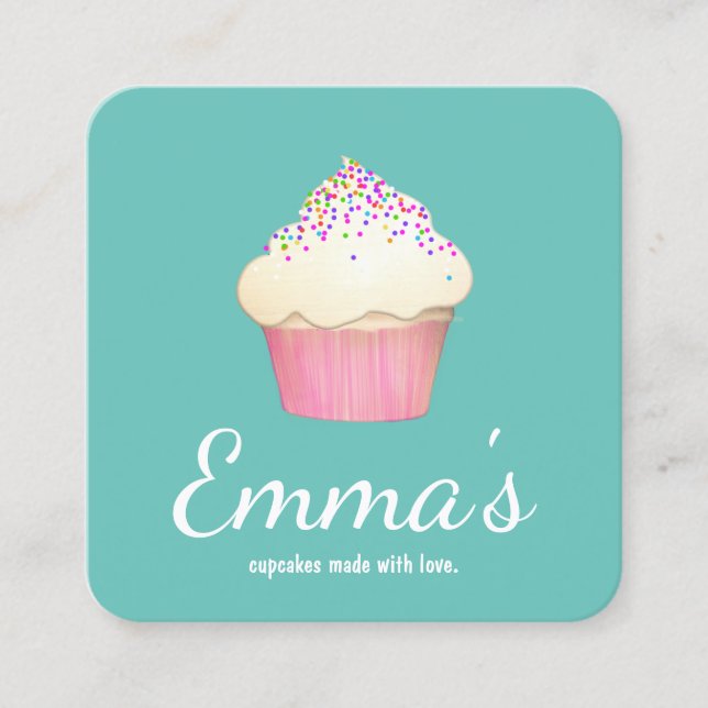 Cupcake Bäckerei Koch Catering Quadratische Visitenkarte (Vorderseite)