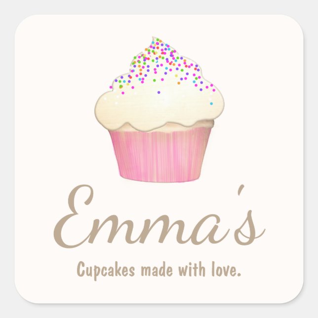 Cupcake Bäckerei Koch Catering Quadratischer Aufkleber (Vorderseite)