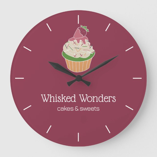 Cupcake-Bäckerei Konditor Große Wanduhr (Vorderseite)