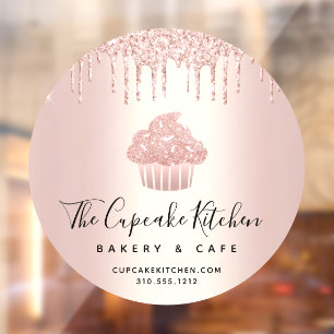 Cupcake Bäckerei Konditorei Café Rose Gold Glitzer Fensteraufkleber