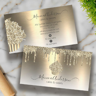 Cupcake Bäckerei Konditorei Koch Glitzer Tropfen C Visitenkarte