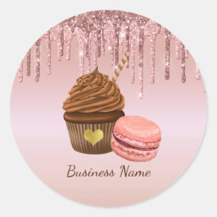 Cupcake Bäckerei Konditorei Koch Glitzer Tropfen R Runder Aufkleber