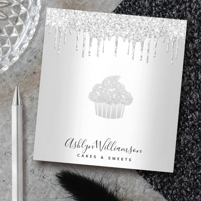 Cupcake Bäckerei Konditorei Koch Silver Glitzer Tr Notizblock (Von Creator hochgeladen)