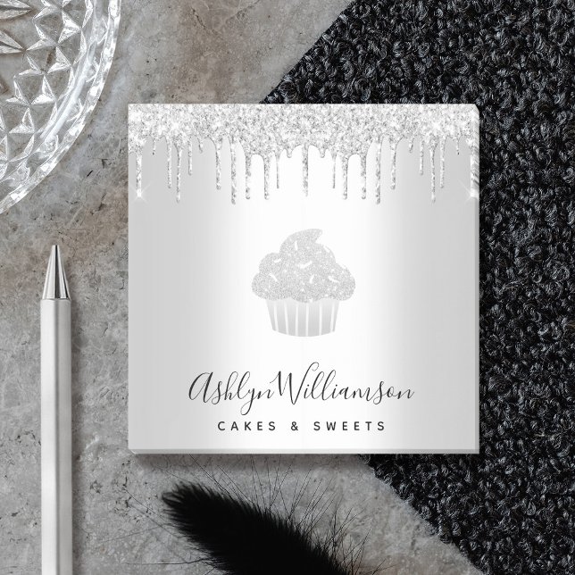 Cupcake Bäckerei Konditorei Koch Silver Glitzer Tr Post-it Klebezettel (Von Creator hochgeladen)